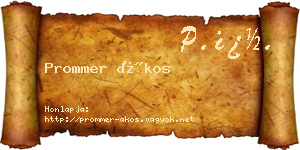 Prommer Ákos névjegykártya